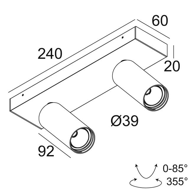 Afbeeldingen van SPY 39 ON 2 92720 DIM8 B-B IP20 LED - 2700K - CRI90 - 20°