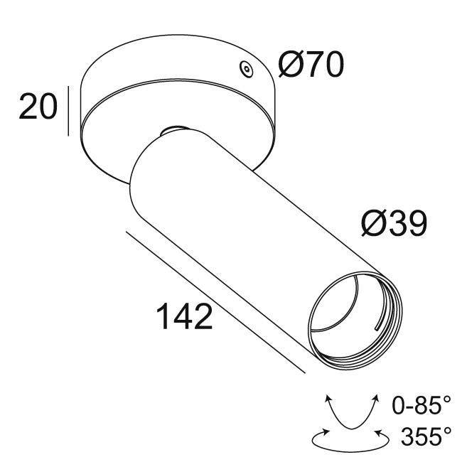 Afbeeldingen van SPY 39 L ON 93020 FG IP20 LED - 3000K - CRI90 - 20°