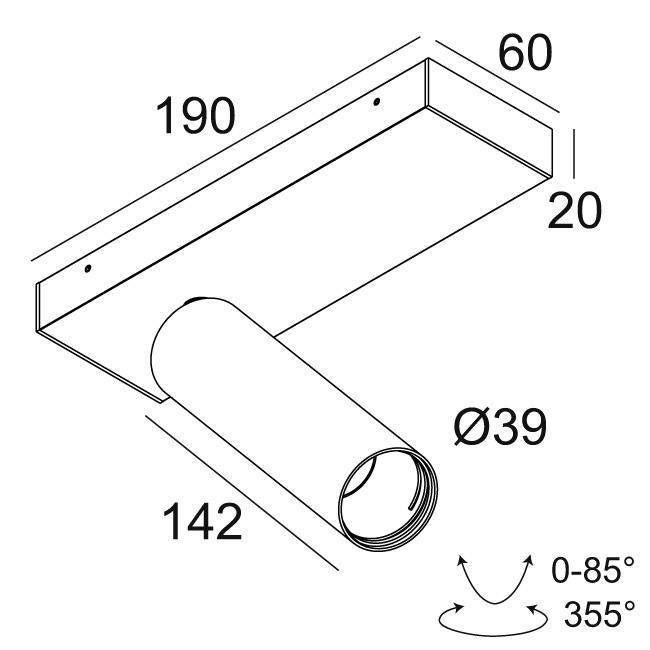 Afbeeldingen van SPY 39 L ON 1 92740 DIM8 W-W IP20 LED - 2700K - CRI90 - 40°