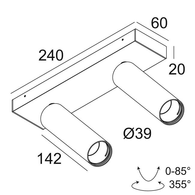 Afbeeldingen van SPY 39 L ON 2 92740 DIM8 W-W IP20 LED - 2700K - CRI90 - 40°