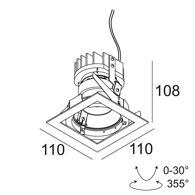 Afbeeldingen van IMAX II SQUARE ADJUSTABLE LP 92733 B IP20 LED - 2700K - CRI90 - 33°