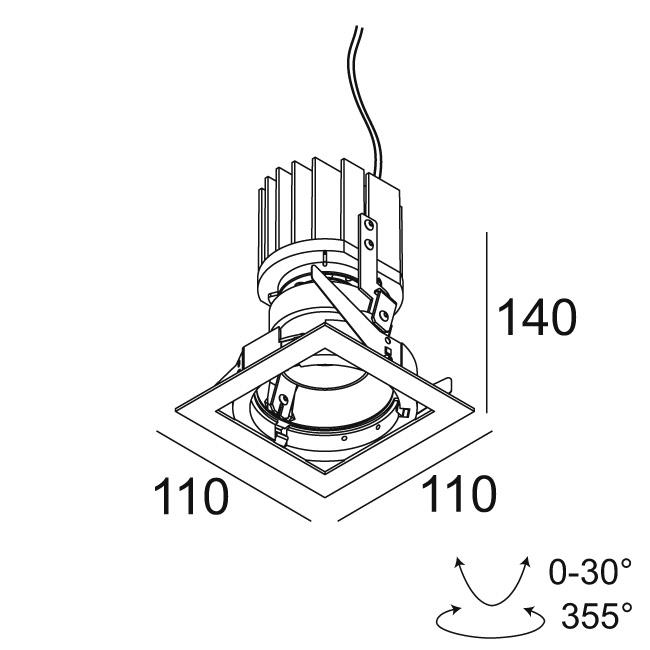 Afbeeldingen van IMAX II SQUARE ADJUSTABLE MP 92739 W IP20 LED - 2700K - CRI90 - 39°