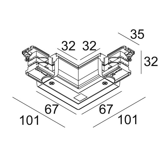 Afbeeldingen van TRACK 3F ON CORNER 90° IN W IP20