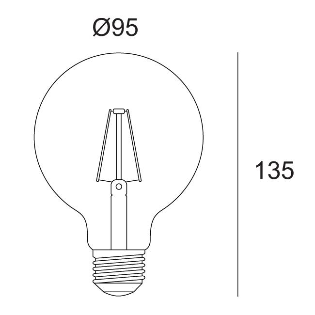 Afbeeldingen van LED FILAMENT GL95 E27 8W 2700K - GOLD - 2700K - CRI80