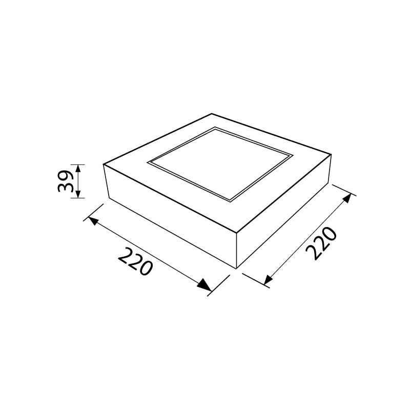 Afbeeldingen van Pro-Ceiling 220x220x39mm opbouw, 22W, 2700K, zwart, dimbaar