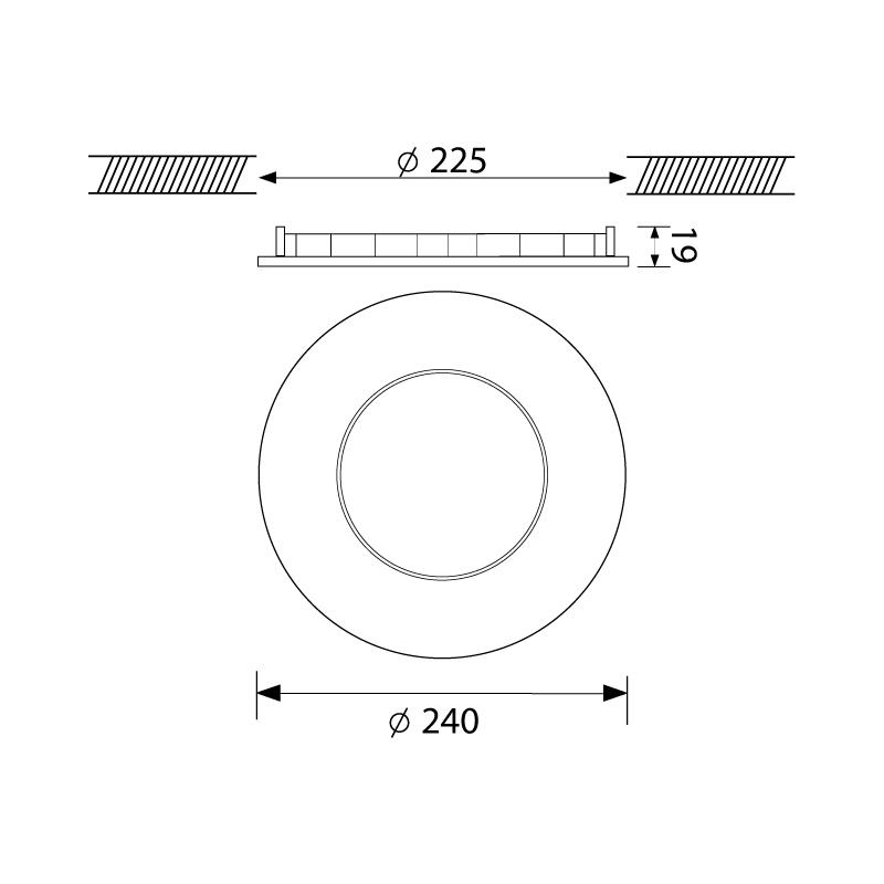 Afbeeldingen van Pro-Ceiling ø240x39mm inbouw, sparing ø225, 15W, 2700K, wit, dimbaar