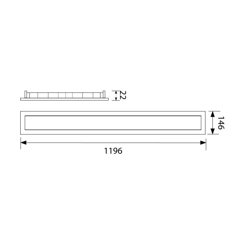 Afbeeldingen van Pro-Ceiling 146 x 1196 x 22mm, inbouw, 40W, 3000K, zwart