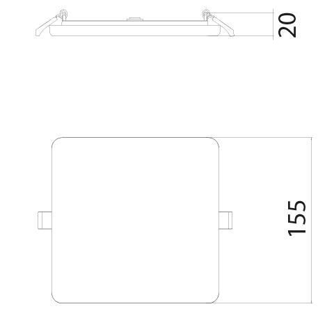 Afbeeldingen van Pro-Space,inbouw,vierkant155mm,15W,1100Lm,2700K,Ra80,120,dim(triac)