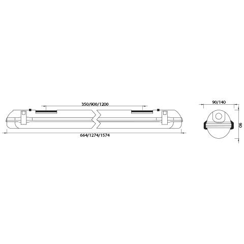 Afbeeldingen van Pro Aqua II (IP65) + MW sensor1274mm HO, 36W,4600Lm,4000K,Ra80