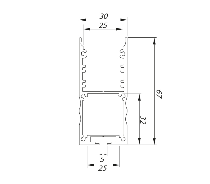 Afbeeldingen van Al profiel Powerline Slim 30/1m, Transparante lens