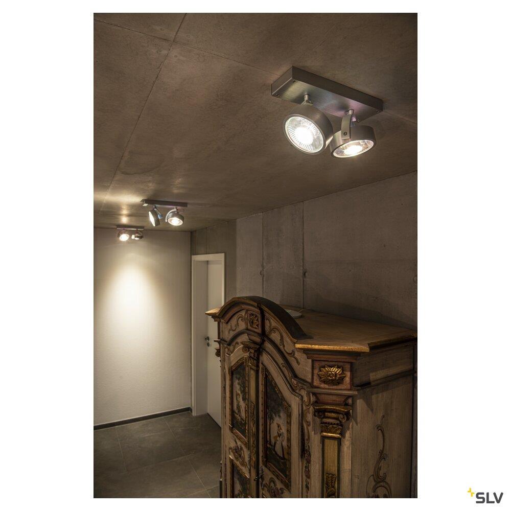 Afbeeldingen van KALU, wand- en plafondarmatuur, tweevlammig, QPAR111, rond, aluminium geborsteld