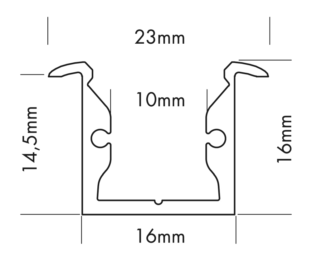 Afbeeldingen van 300 cm S-Line Recess profiel alu