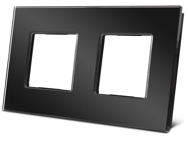 Afbeeldingen van Zwarte dubbele glazen afdekplaat voor BTicino® LivingLight