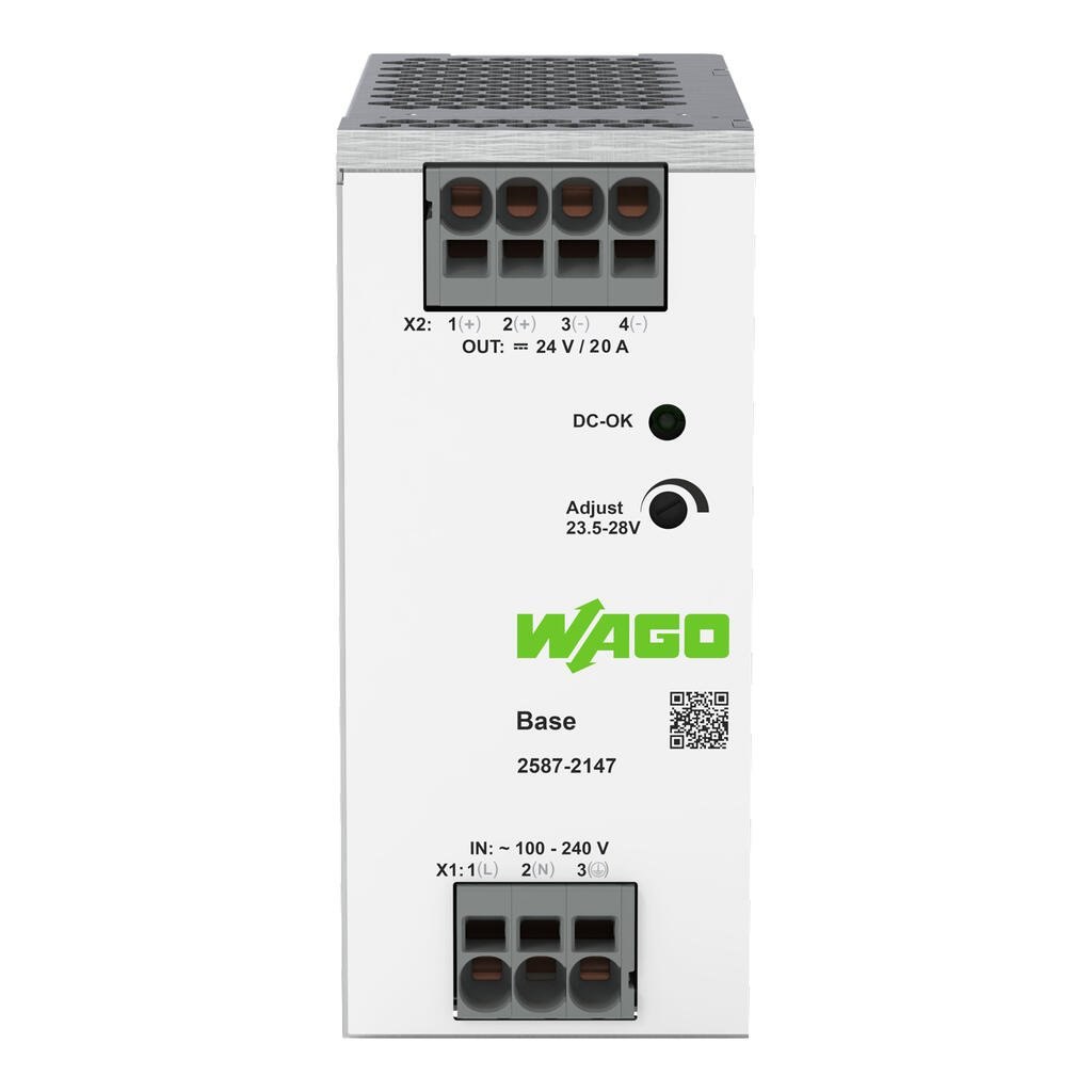 Afbeeldingen van Primair geschakelde voeding BASE, 1-fasig, uitgangsspanning DC 24 V, uitgangsstroom 20A , DC-OK LED
